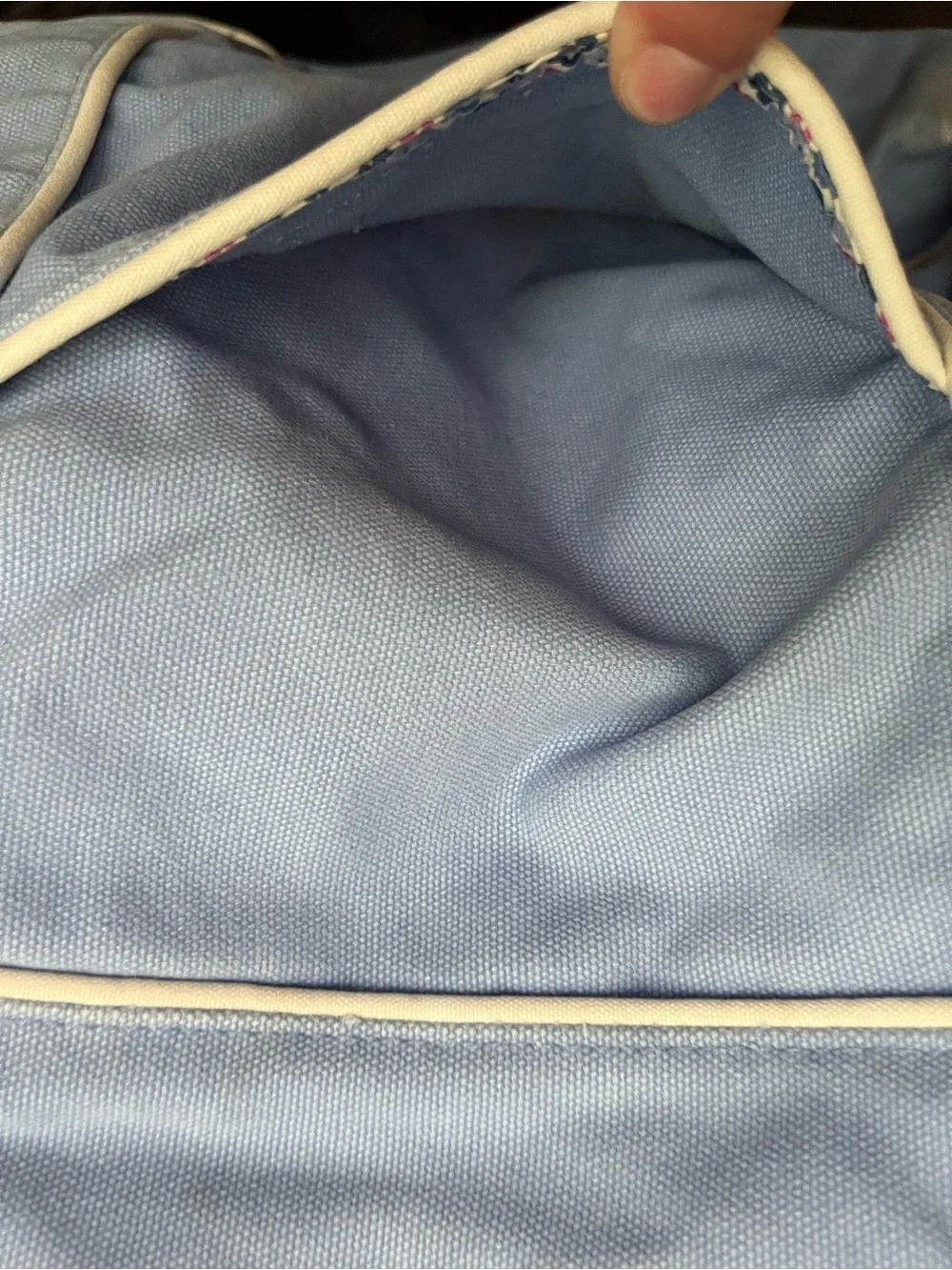 Light Blue Vera Bradley Canvas Tote Bag Extra Large Zip Closure
